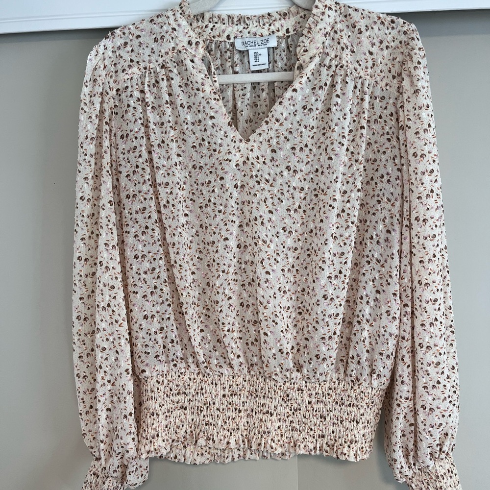 Rachel Zoe Floral Blouse - Cream and Pink